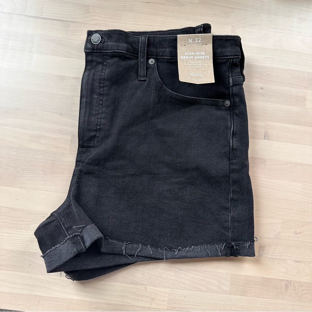 Madewell High-Rise Black Denim Shorts
